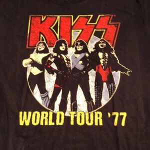 Kiss Original Members 1977 World Tour Tee Shirt